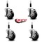 Service Caster 3.5'' Black Poly Swivel 7/8'' Expanding Stem Caster Set with Brake, 4PK SCC-EX20S3514-PPUB-BLK-TLB-78-4 - alternate 3